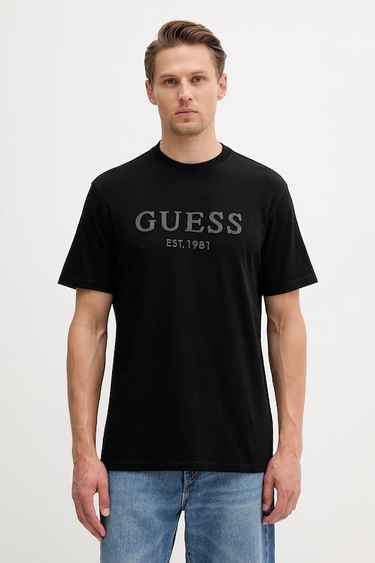 

Хлопковая футболка Guess, черный