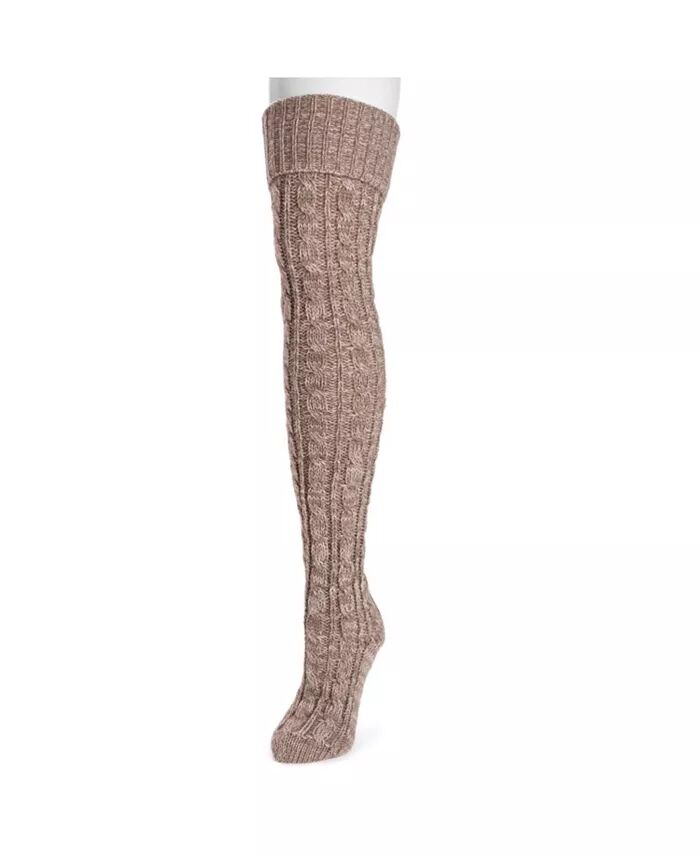 

Женские носки выше колена с косичной вязкой MUK LUKS, коричневый