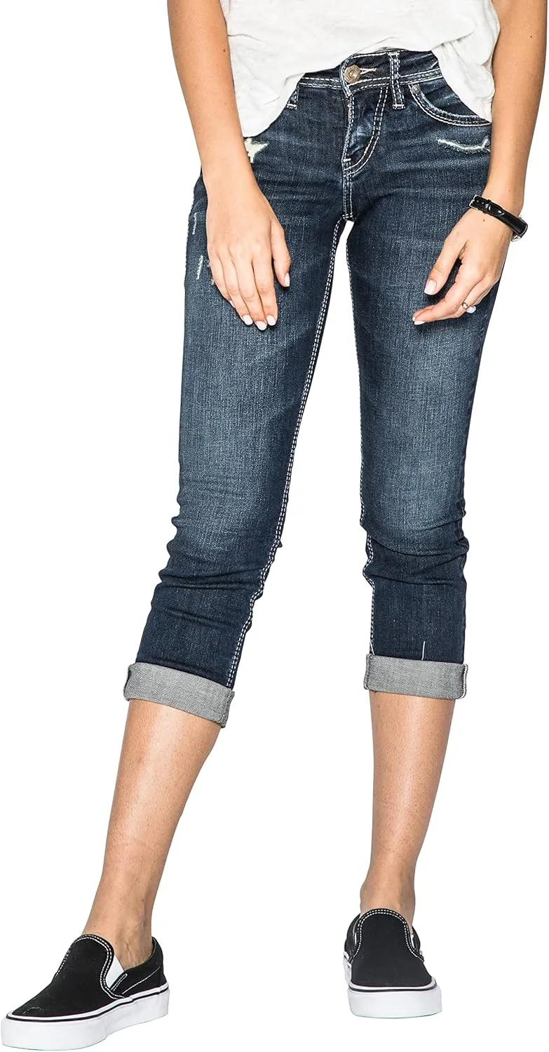 

Silver Jeans Co. Женские джинсы Suki Curvy Fit Mid Rise Capri