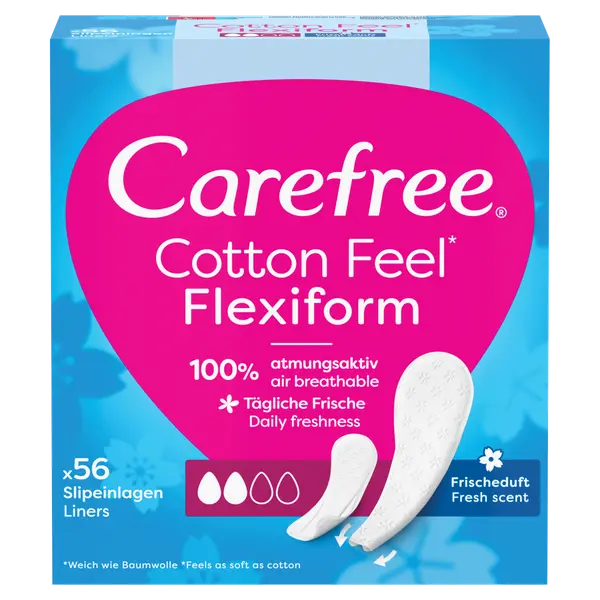 

Гигиенические прокладки, 56 шт./1 упаковка. Carefree Cotton flexiform