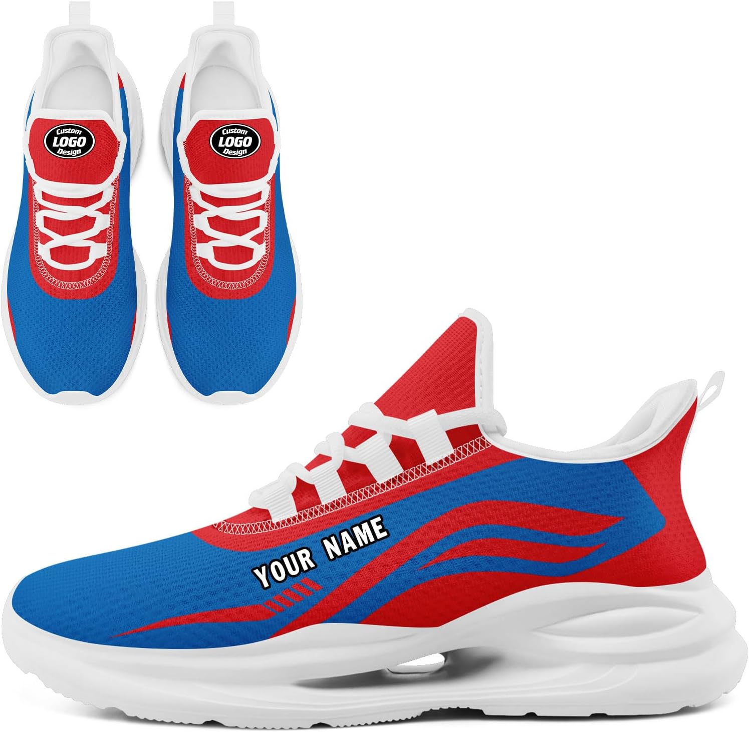 

Кроссовки AWSOLE Custom Sports Team для мужчин и женщин, персонализированный подарок с логотипом и именем, легкие кроссовки для бега, тенниса, бейсбола и тренажерного зала, белый/красный/синий