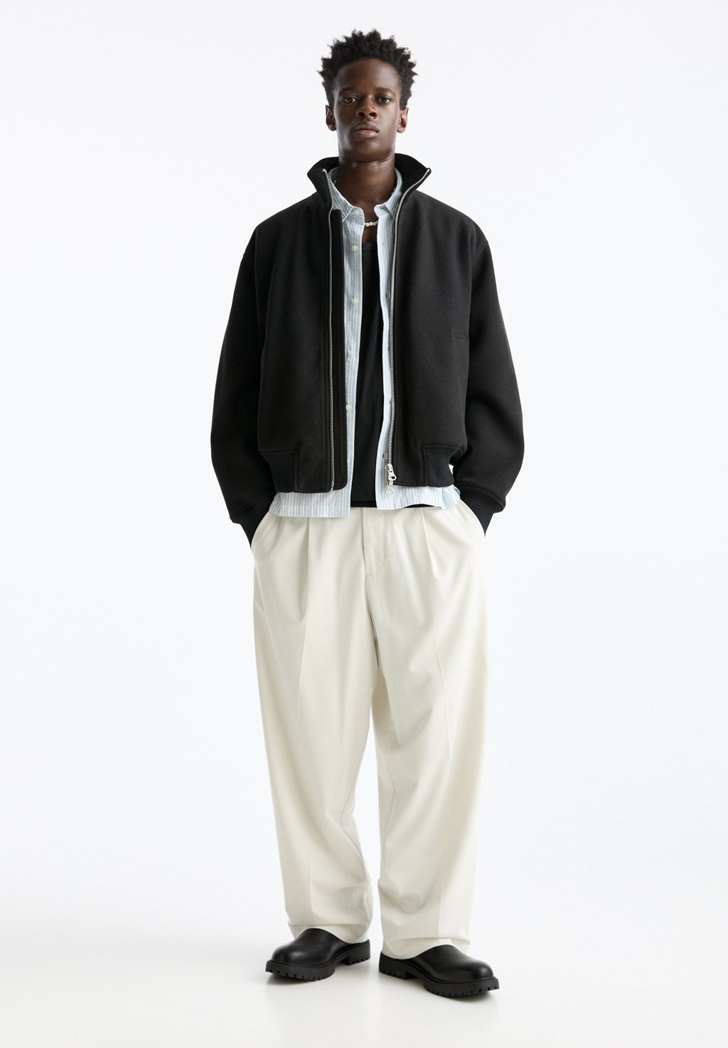 

Брюки TAILORED BAGGY PULL&BEAR, бежевый
