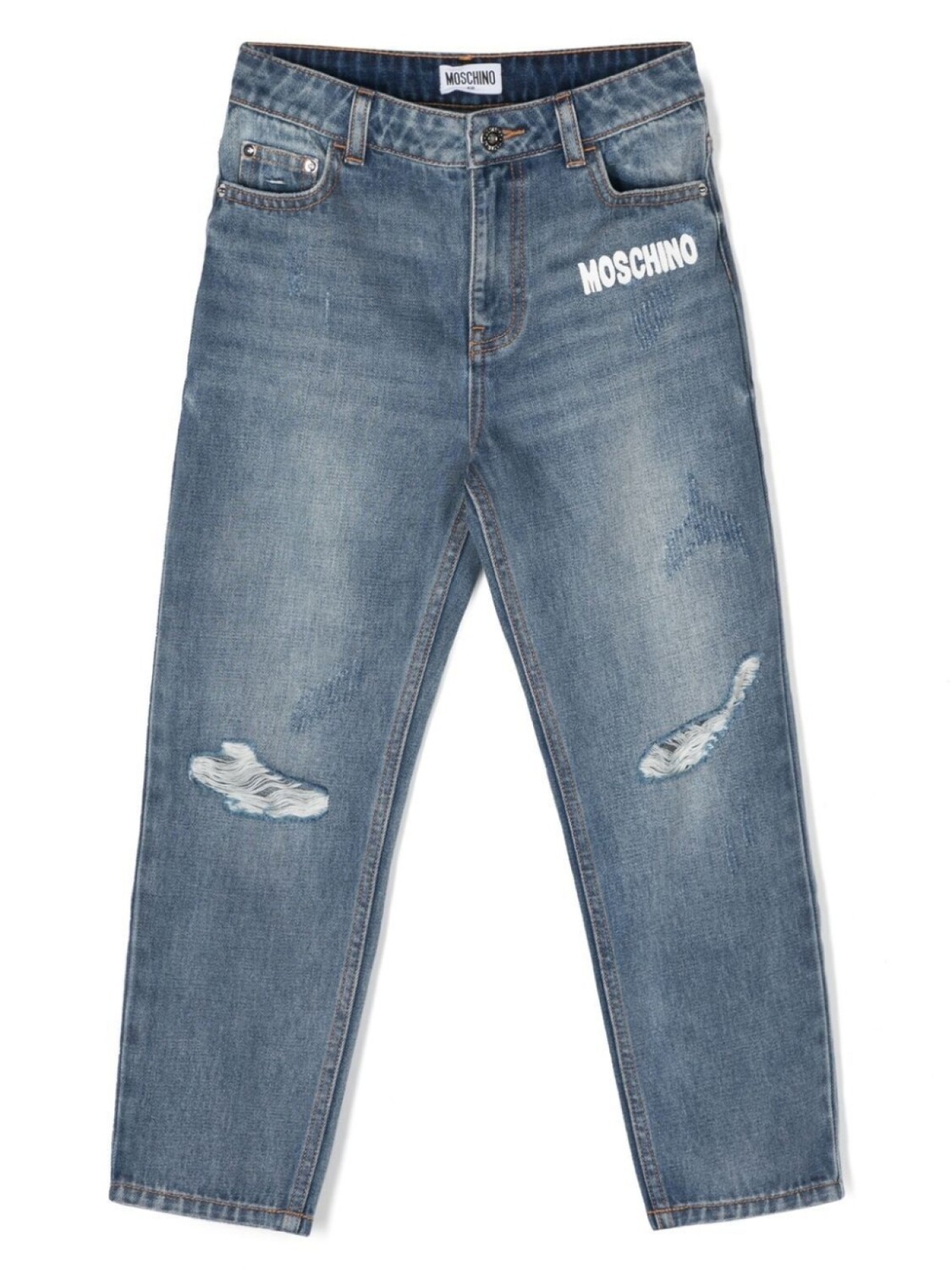

Moschino Kids джинсы прямого кроя с логотипом, синий