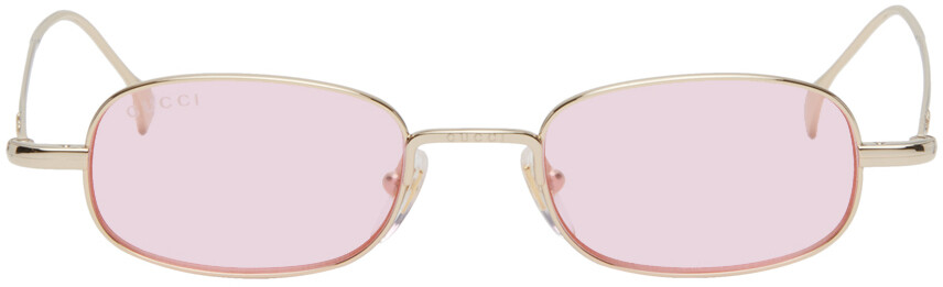 

Золотые прямоугольные солнцезащитные очки Gucci, цвет Gold