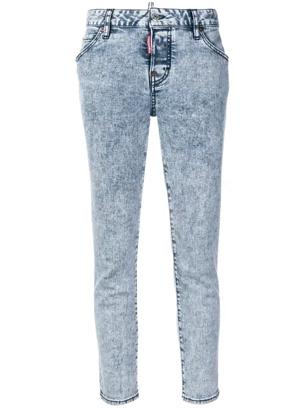 Узкие джинсы с эффектом кислотной стирки Dsquared2, синий