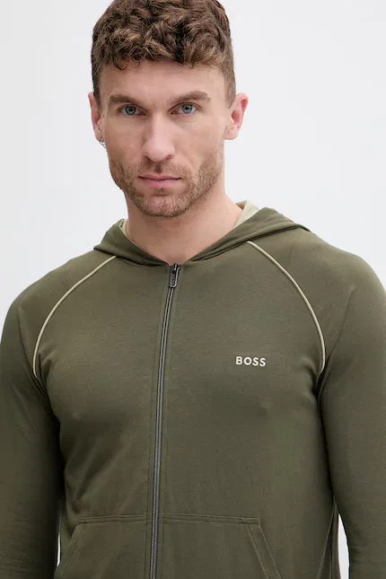 Олимпийка мужская с капюшоном Mix&Match Jacket H BOSS, зеленый — фото 4