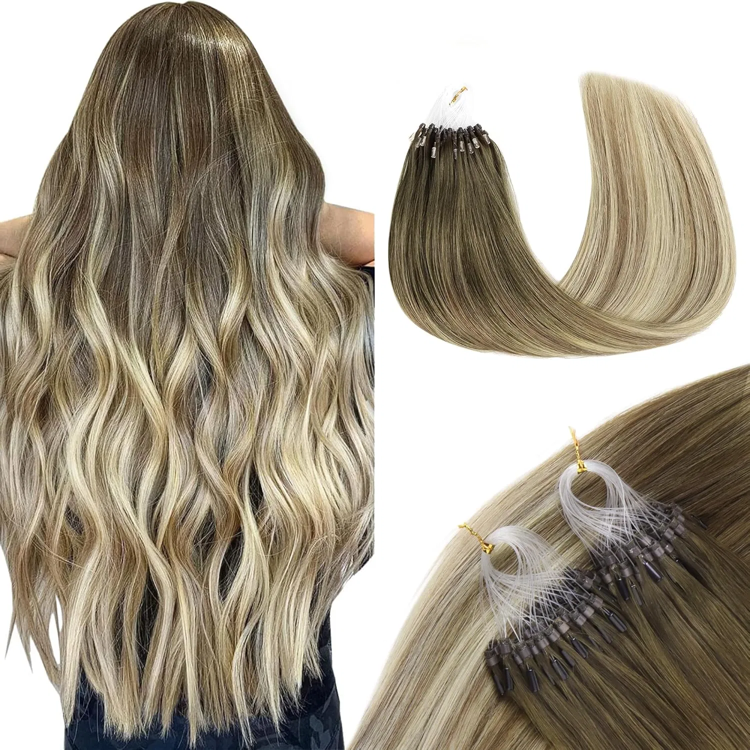 Наращивание волос на микрокольцах GOO GOO Microring Real Hair Extensions, 50 см, 50 г Goo Goo