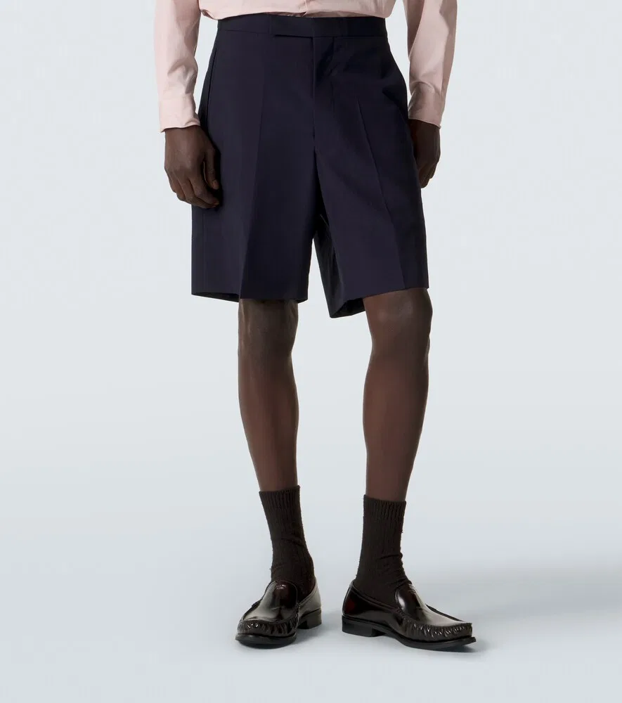 Шерстяные и мохеровые бермуды Prada, синий — фото 3