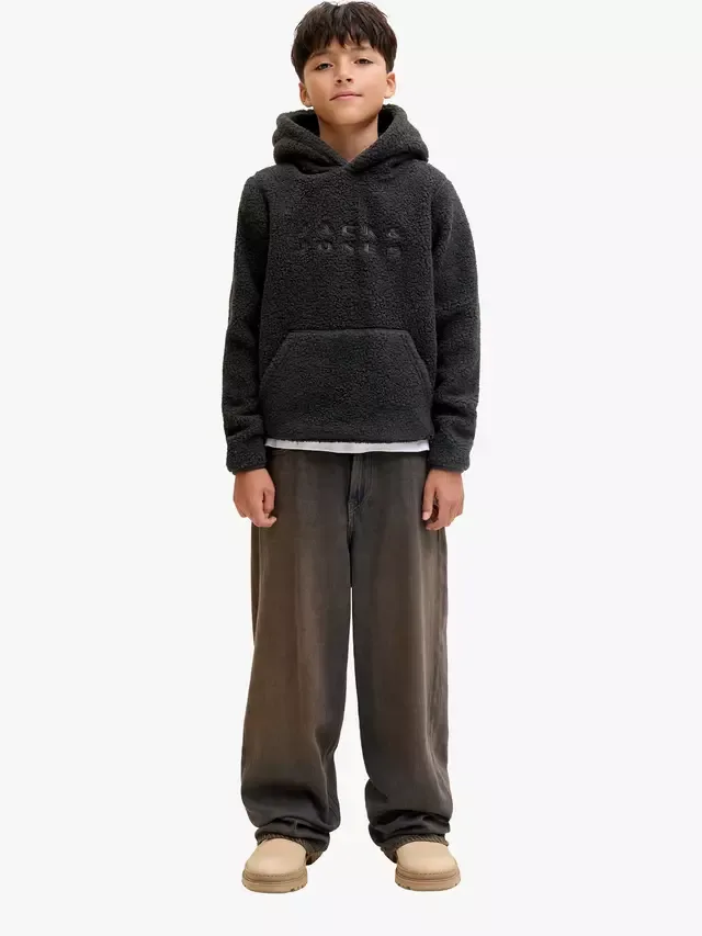 Детская толстовка из плюшевого флиса, черная Jack & Jones