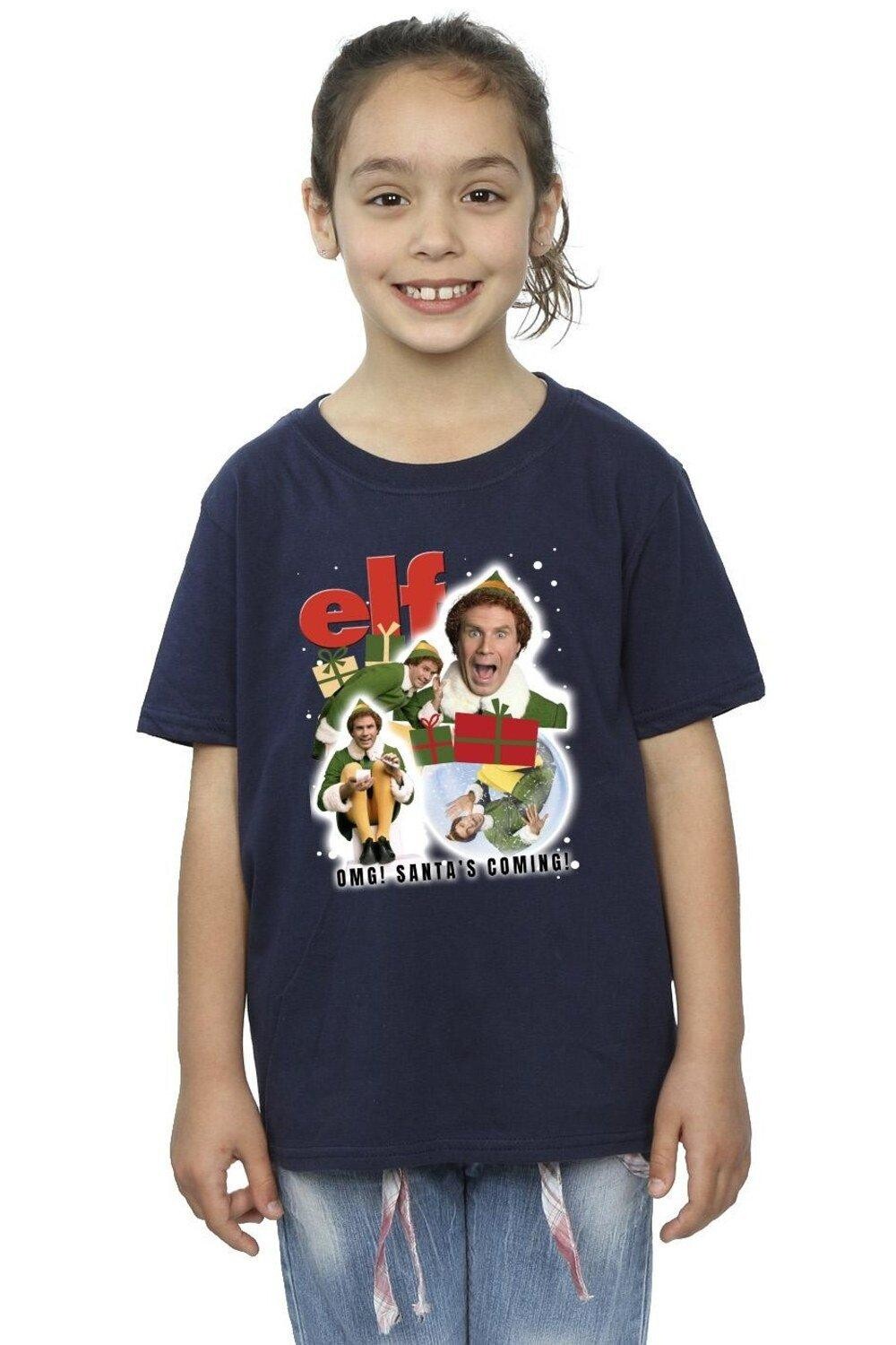 

Хлопковая футболка Buddy с коллажем Elf, темно-синий