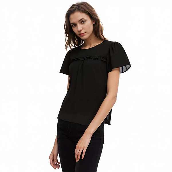 

Блузка-бэбидолл с рюшами спереди Pleione, Black