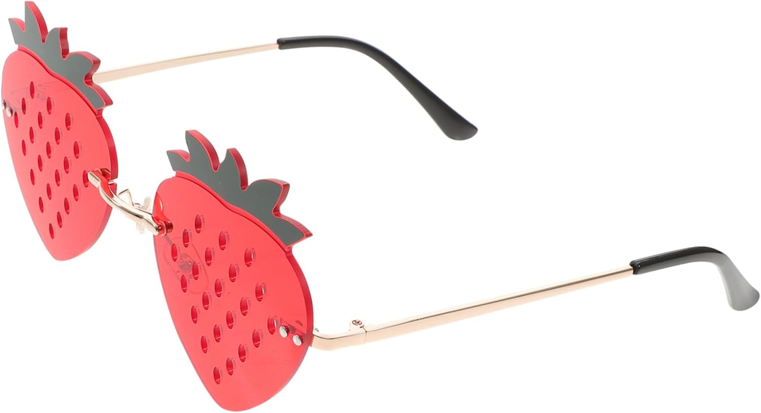 

1 пара безободковых солнцезащитных очков в форме клубники для женщин. Аксессуар для пляжной вечеринки. Носовые упоры для комфорта. Уникальный дизайн для веселых фотосессий и повседневного стиля WOFASHPURET, Red