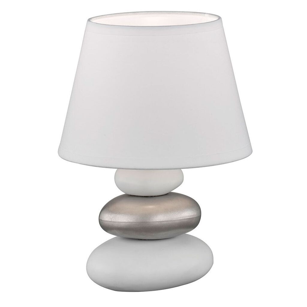 

Светодиодная настольная лампа RGB, керамика белое серебро, ситец, H 24 см etc-shop