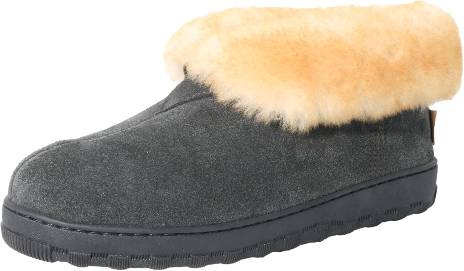 

Мужские тапочки PEDOQU, уютные ботинки, верх из замши и кожи, воротник из овчины и подкладка из меха, с амортизирующей подошвой, на удобной подошве, теплые домашние тапочки для носки дома и на улице, лоферы для широкой стопы (D), серый/угольный