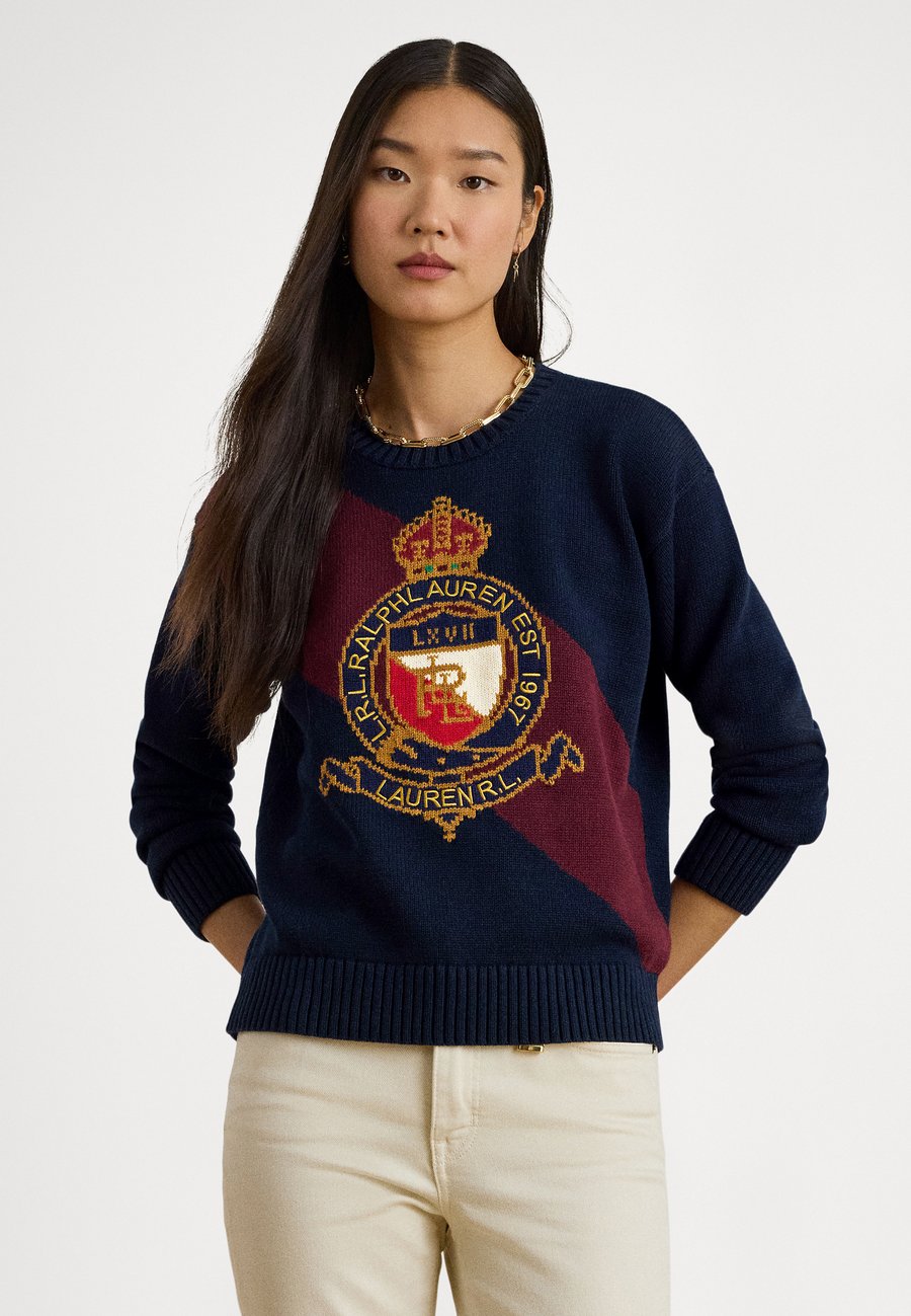 

Джемпер Lauren Ralph Lauren COLOR-BLOCKED CREST COTTON SWEATER, Navy/Dark Blue