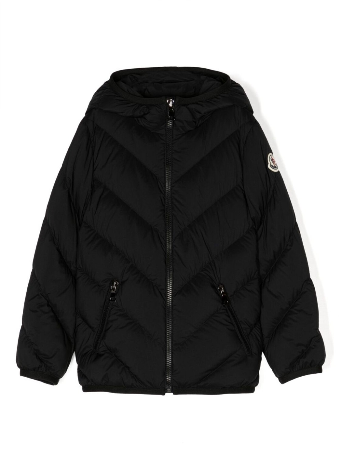 

Moncler Enfant пуховик с нашивкой-логотипом, черный