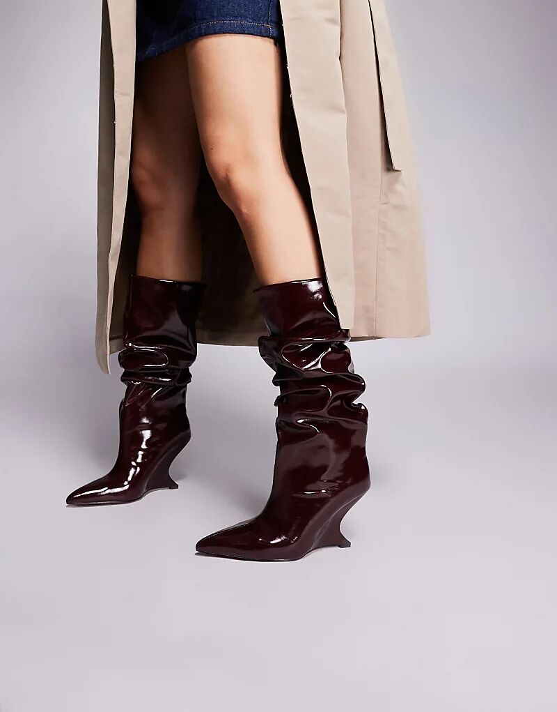 Сапоги Cheryl на танкетке ASOS DESIGN бордового цвета — фото 2