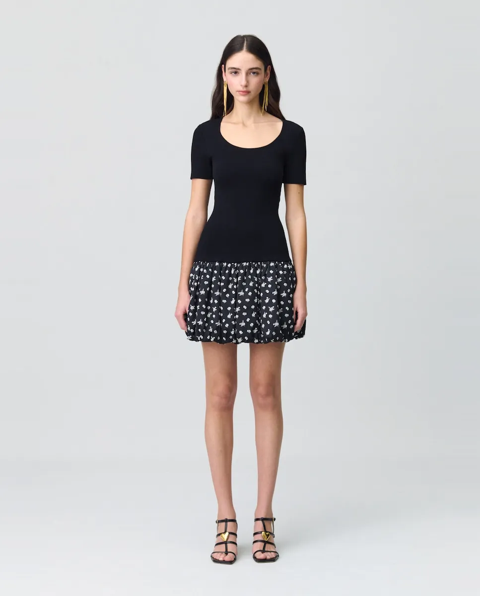 

Короткое платье в сочетании с юбкой с принтом Claudie Pierlot, черный