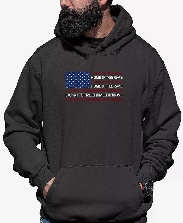 

Мужская толстовка с капюшоном "Land of The Free" с принтом в виде американского флага и надписью LA Pop Art, серый