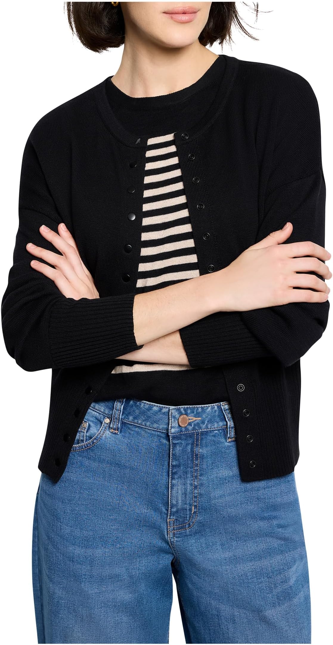 

Кардиган NIC+ZOE Petite Snap It Up Pure Cotton Cardigan, цвет Black Onyx