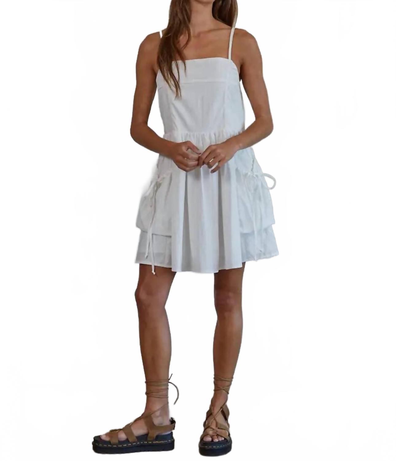 

Мини-платье с квадратным вырезом и карманом белого цвета By Together, белый