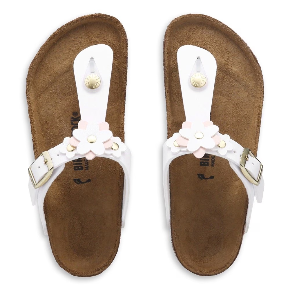 Детские сандалии на анатомической стельке Birkenstock Gizeh для малышей, white flower multi — фото 4