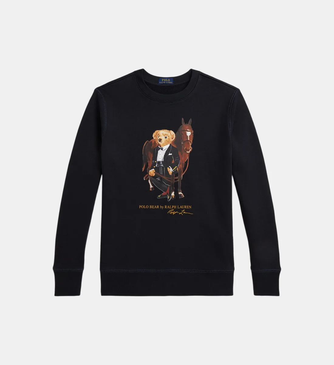 Прямой хлопковый свитшот с фирменной эмблемой POLO RALPH LAUREN, черный