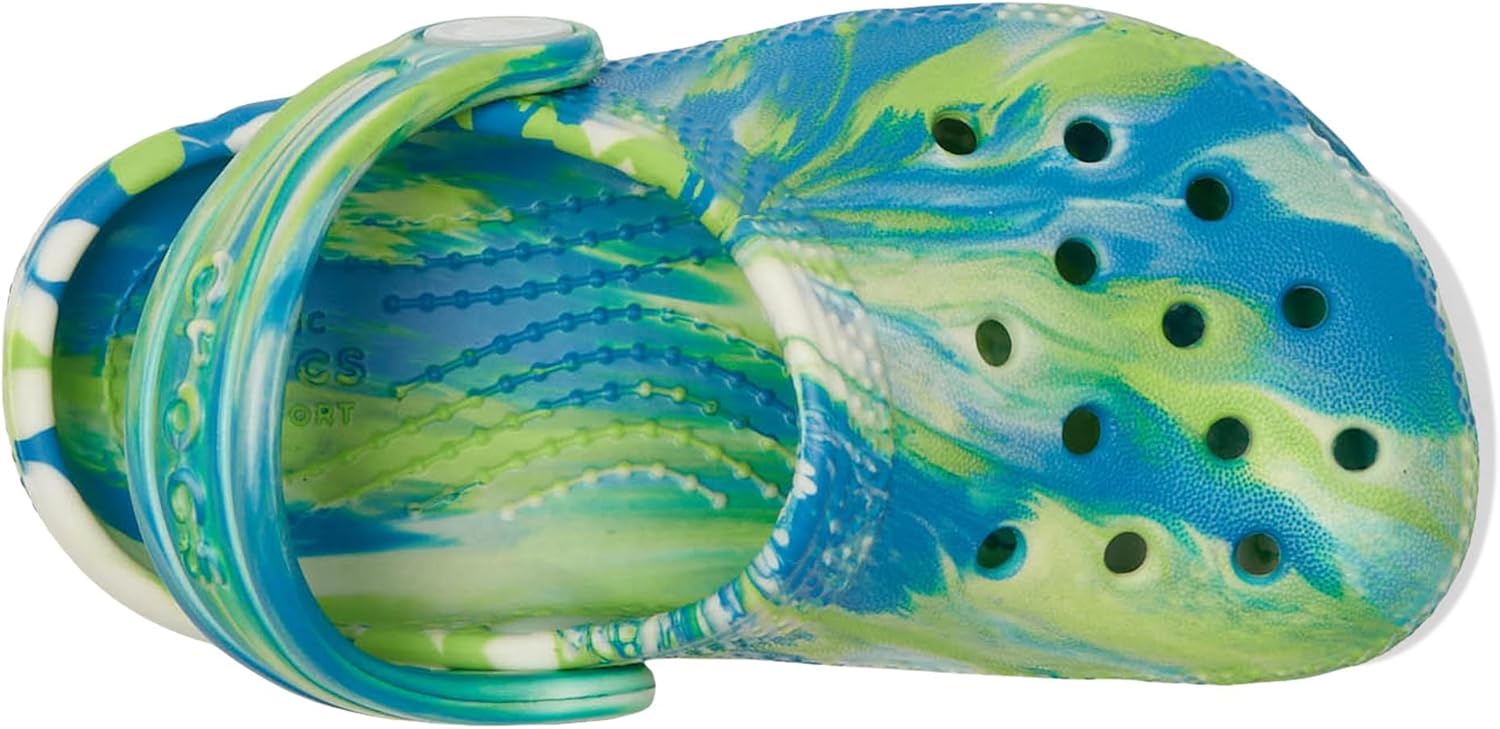 Детские сабо Crocs унисекс, классические, с мраморным рисунком, акварельным рисунком, размер K, синий — фото 2