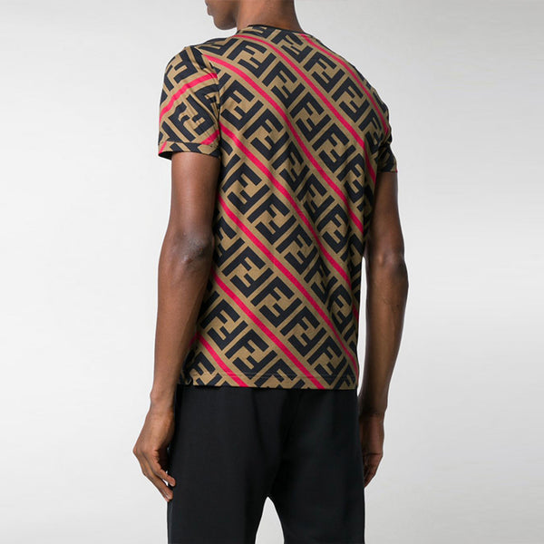 Футболка ss21 ff pattern printing short sleeve brown Fendi, коричневый — фото 4