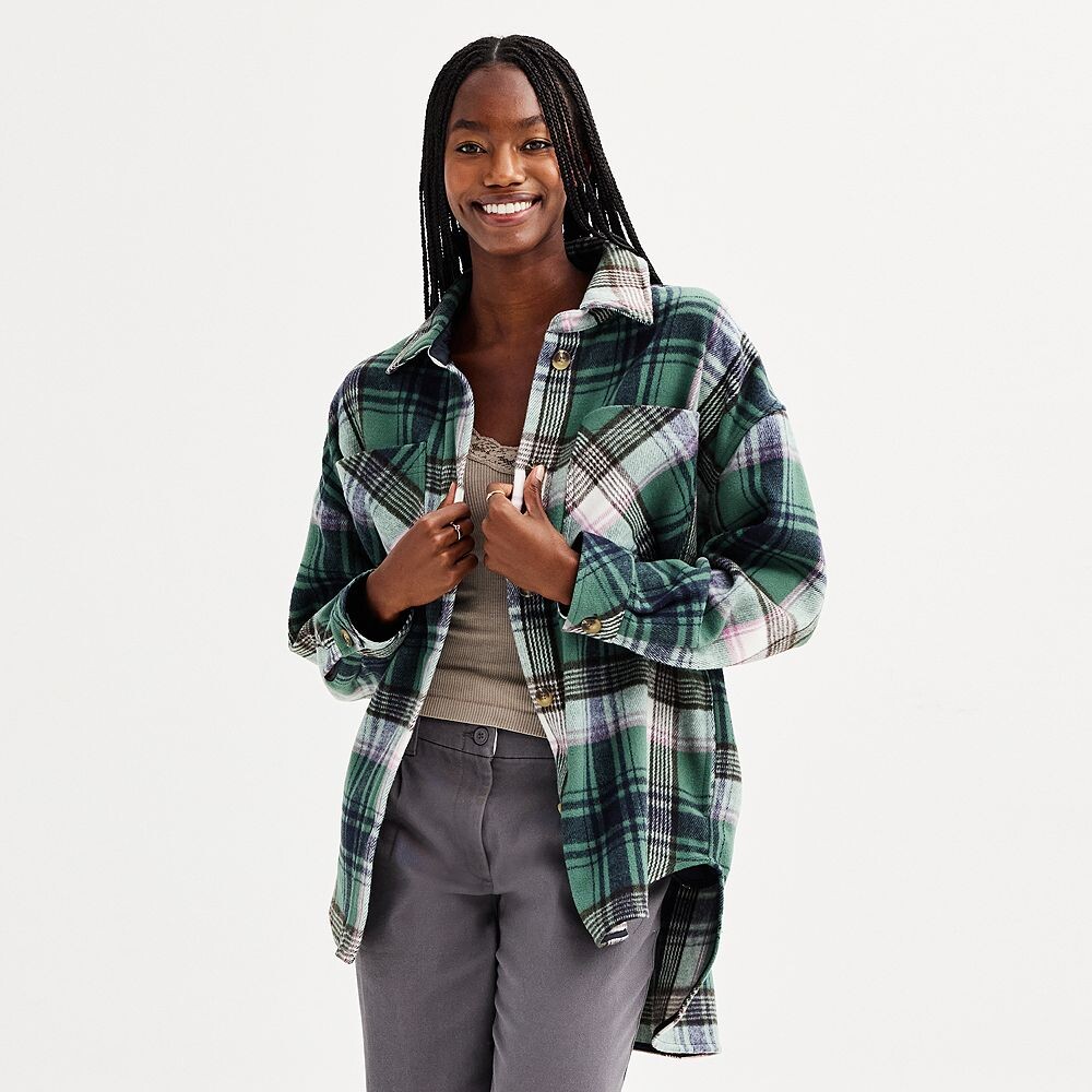 

Большая куртка на пуговицах в клетку SO для юниоров, цвет Green Plaid