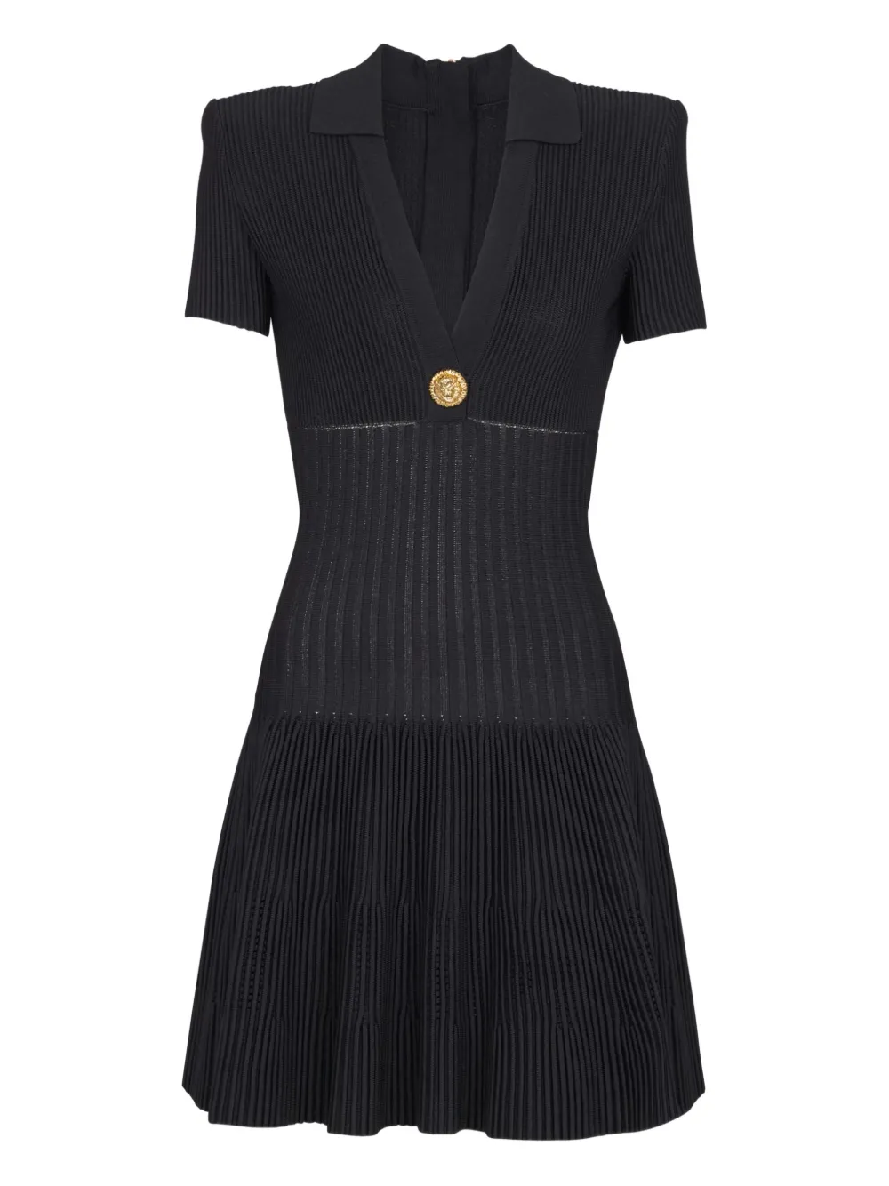 

Трикотажное платье с декоративными пуговицами Balmain, черный