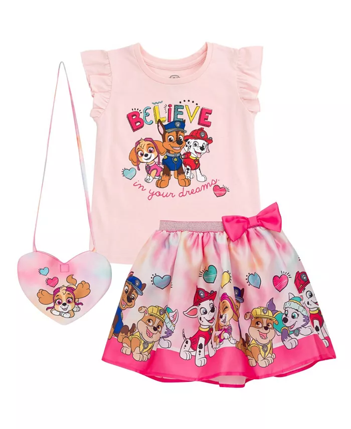 Детский комплект из 3 предметов: топ, юбка и сумка для девочек Paw Patrol, розовый