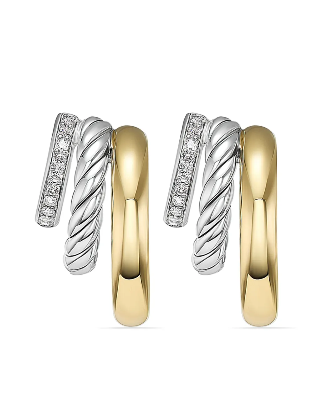 

Серьги-кольца DY Mercer Multi из желтого золота и серебра с бриллиантами (21 мм) David Yurman, серебяный