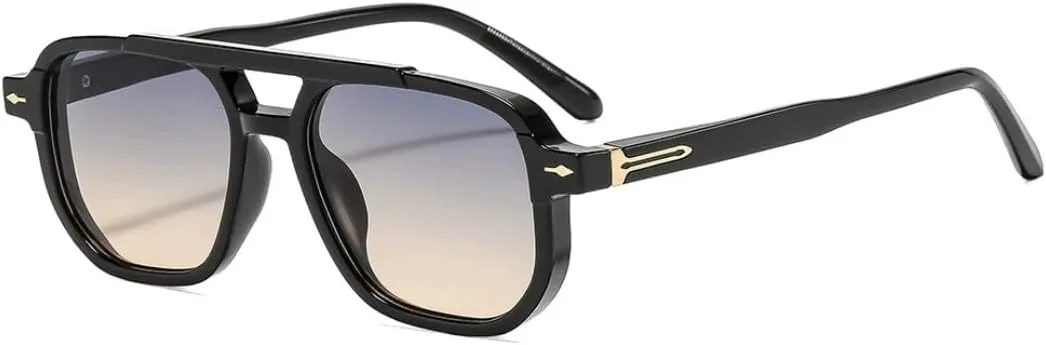 

Квадратные солнцезащитные очки для женщин и мужчин, ретро-очки, роскошные винтажные модные очки с защитой от УФ-излучения UV400 UATXTAU, Black Green Yellow