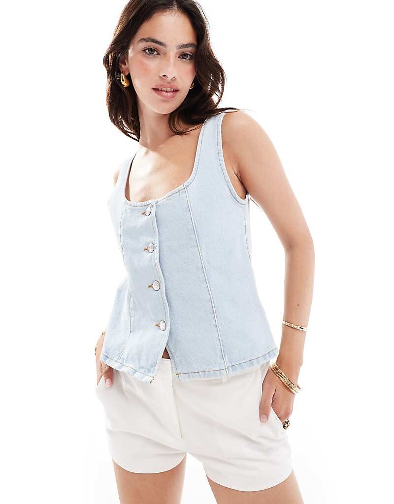 

ASOS DESIGN – джинсовый топ с подкладкой и отбеленным эффектом