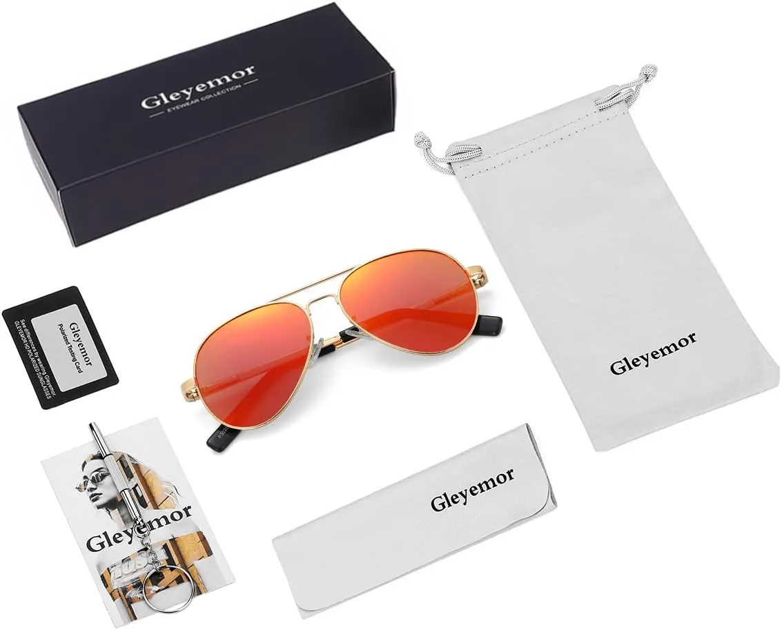 

Детские поляризованные солнцезащитные очки-авиаторы для девочек, мальчиков, подростков и юношей, два размера: 50 мм и 52 мм Gleyemor, B81 Gold/Red Mirror