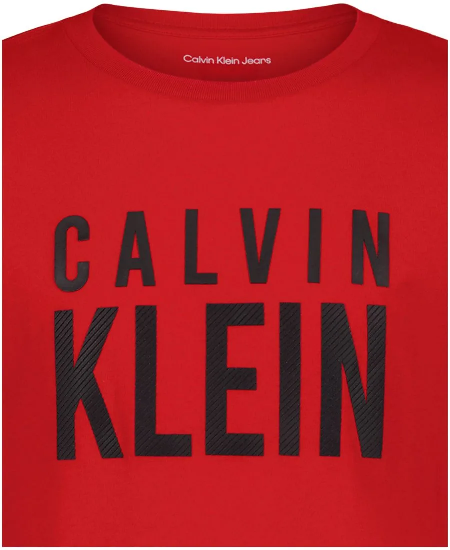 Детская футболка CK Structure с коротким рукавом и круглым вырезом, размер 8-20 Calvin Klein, racing красный — фото 3