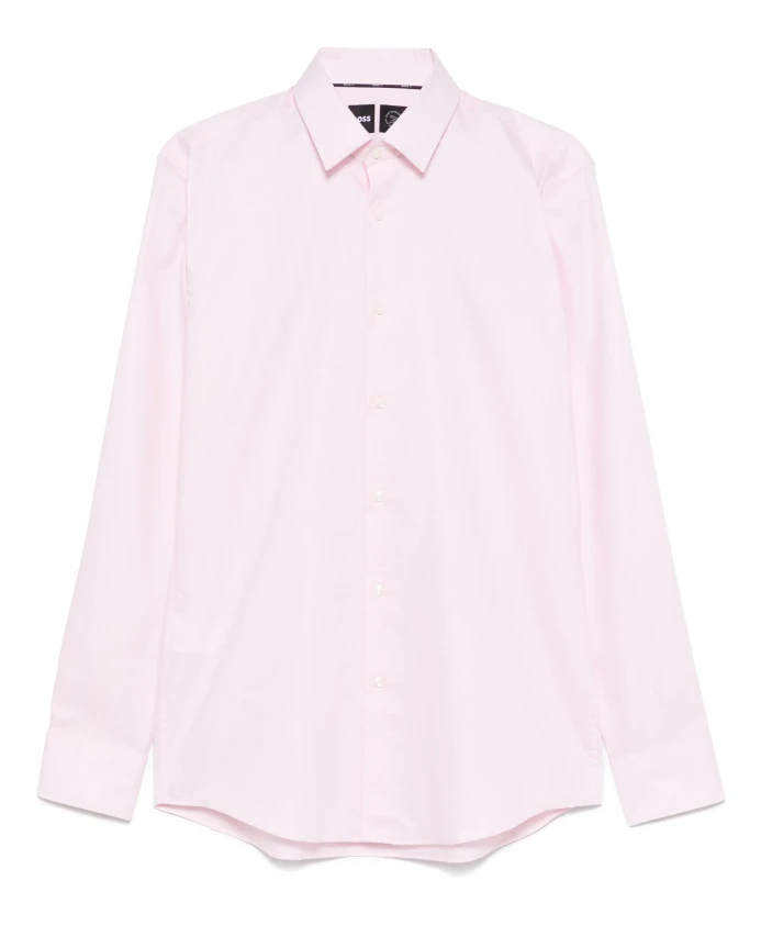 

Хлопковая рубашка с дизайнерским кодом Hugo, розовый