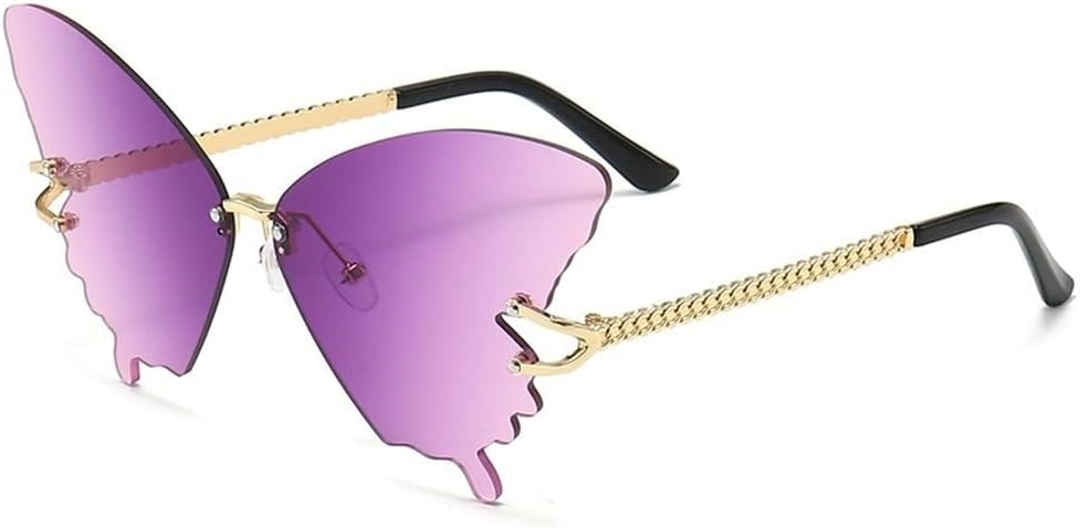 

Солнцезащитные очки-бабочки без оправы, увеличенного размера, с градиентной защитой UV400, металлическая оправа, идеально подходят для пляжа, путешествий и повседневной носки KTUCN, Gradient Purple