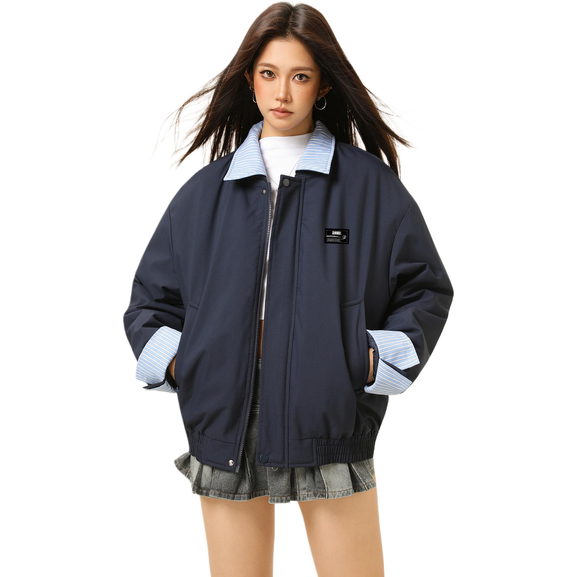 

Пуховик Unisex Lapel Thickened Puffer ZIAREL, темно-синий[removable logo]