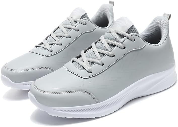 

Мужские кожаные кроссовки с круглыми носками и шнуровкой, с толстой подошвой, повседневные, легкие, нескользящие, подходят для ежедневной носки, прогулок и игры в мяч Igzbibg, серый