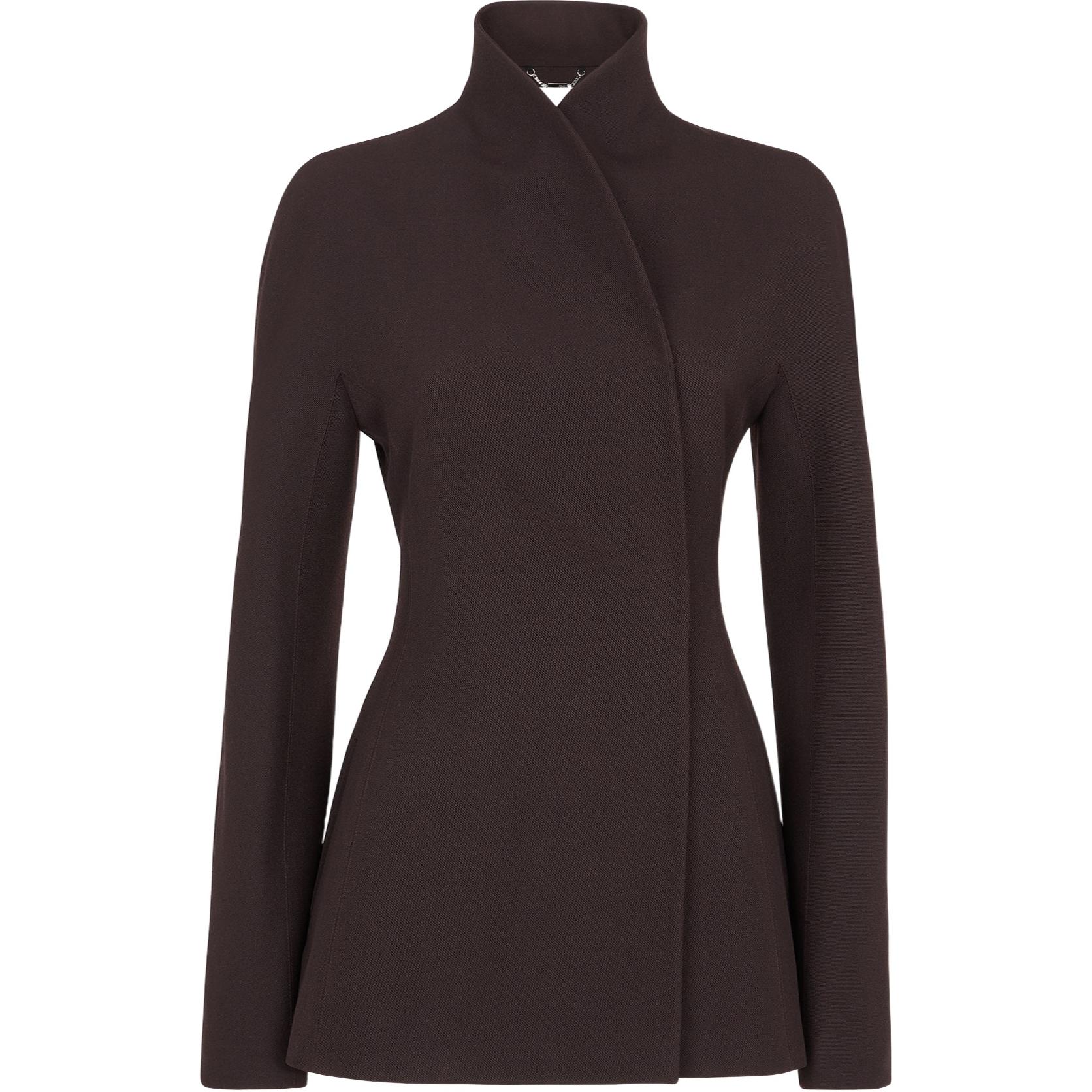 

FENDI Приталенный жакет с высоким воротником и запахом, Dark Purple