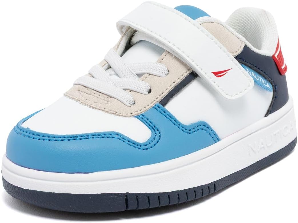 

Детские кроссовки Nautica с регулируемыми ремешками, Удобные повседневные кеды для мальчиков и девочек, малышей и маленьких детей, белый/красный/синий