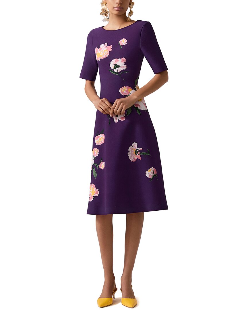 

Carolina Herrera Платье с лодочным вырезом и расклешенным силуэтом, фиолетовый