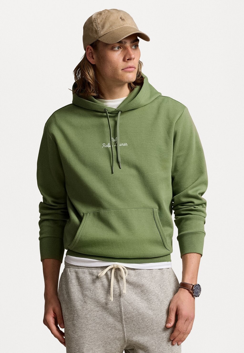 

Свитер с капюшоном LOGO DOUBLE-KNIT HOODIE Ralph Lauren, оливково-зеленый