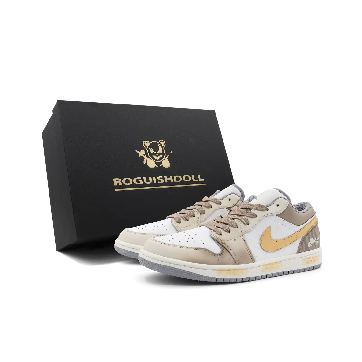 

Кроссовки Air Jordan 1 Vintage Basketball Shoes Men Low-top White/yellow, цвет Quicksand