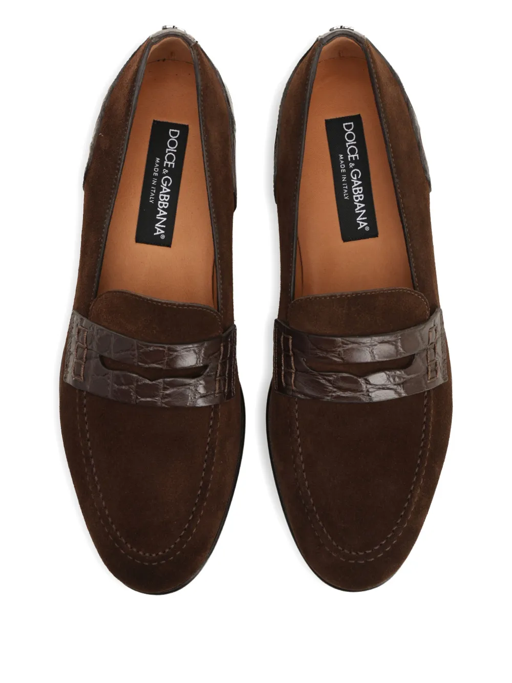 Лоферы MOCASIN VIVALDI ANTE MARRON DET COCODRIL DOLCE & GABBANA, коричневый — фото 3