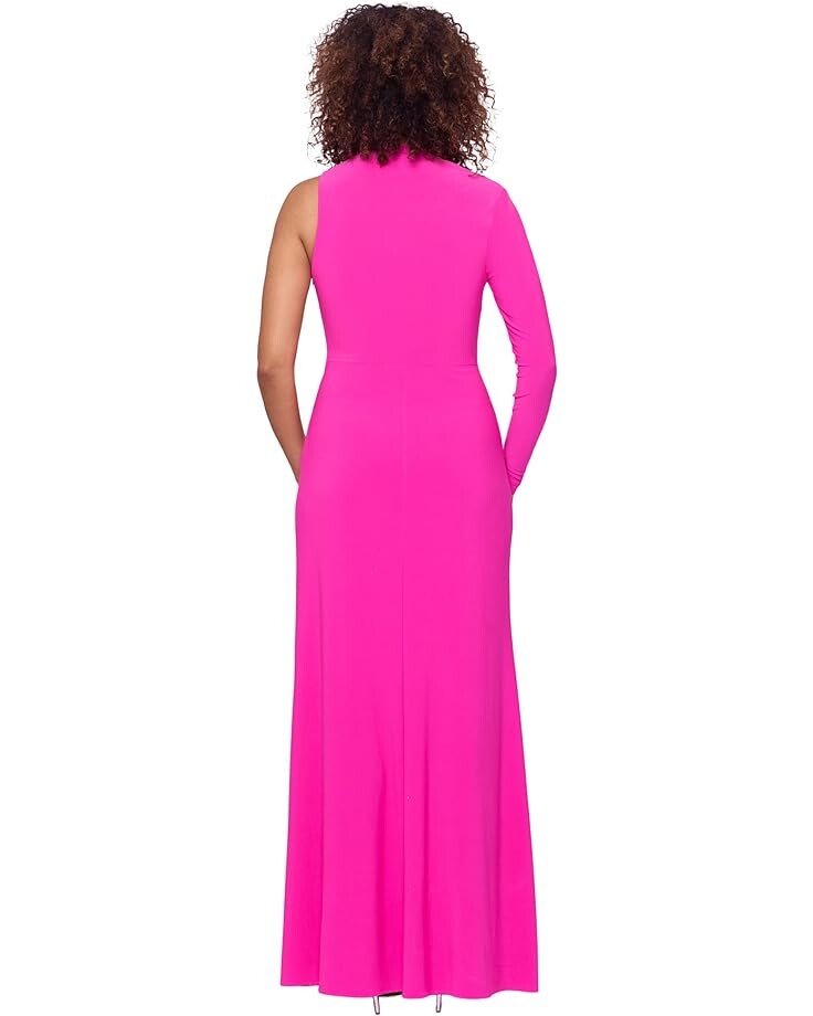 

Платье Betsy & Adam Asymmetrical One Sleeve Jersey Gown, розовый