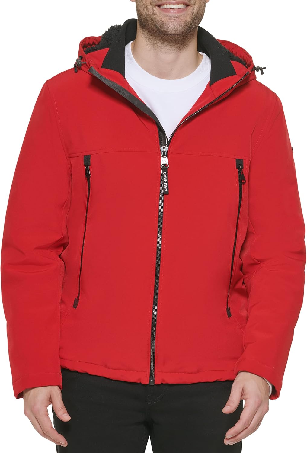 

Мужские зимние пальто Calvin Klein - куртка с капюшоном и подкладкой из шерпы, мягкая оболочка, Sherpa Lined True Red