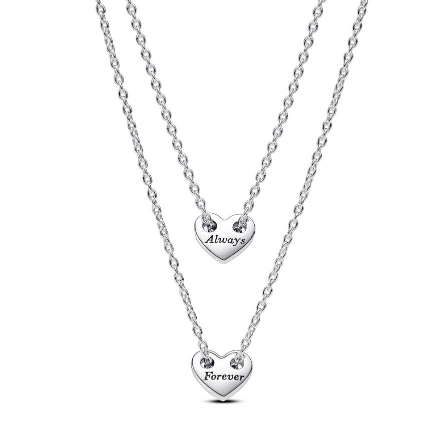 

Ожерелья Forever & Always Splittable Heart Collier Pandora, стерлинговое серебро